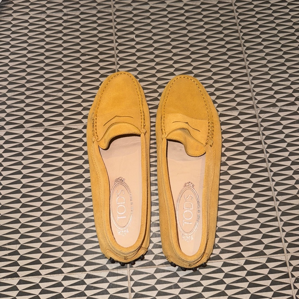 Tod's Mustard Suede Loafers for Women